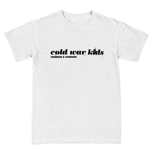 Cold War Kids Robbers & Cowards graphic on the front of a short sleeve tee in White