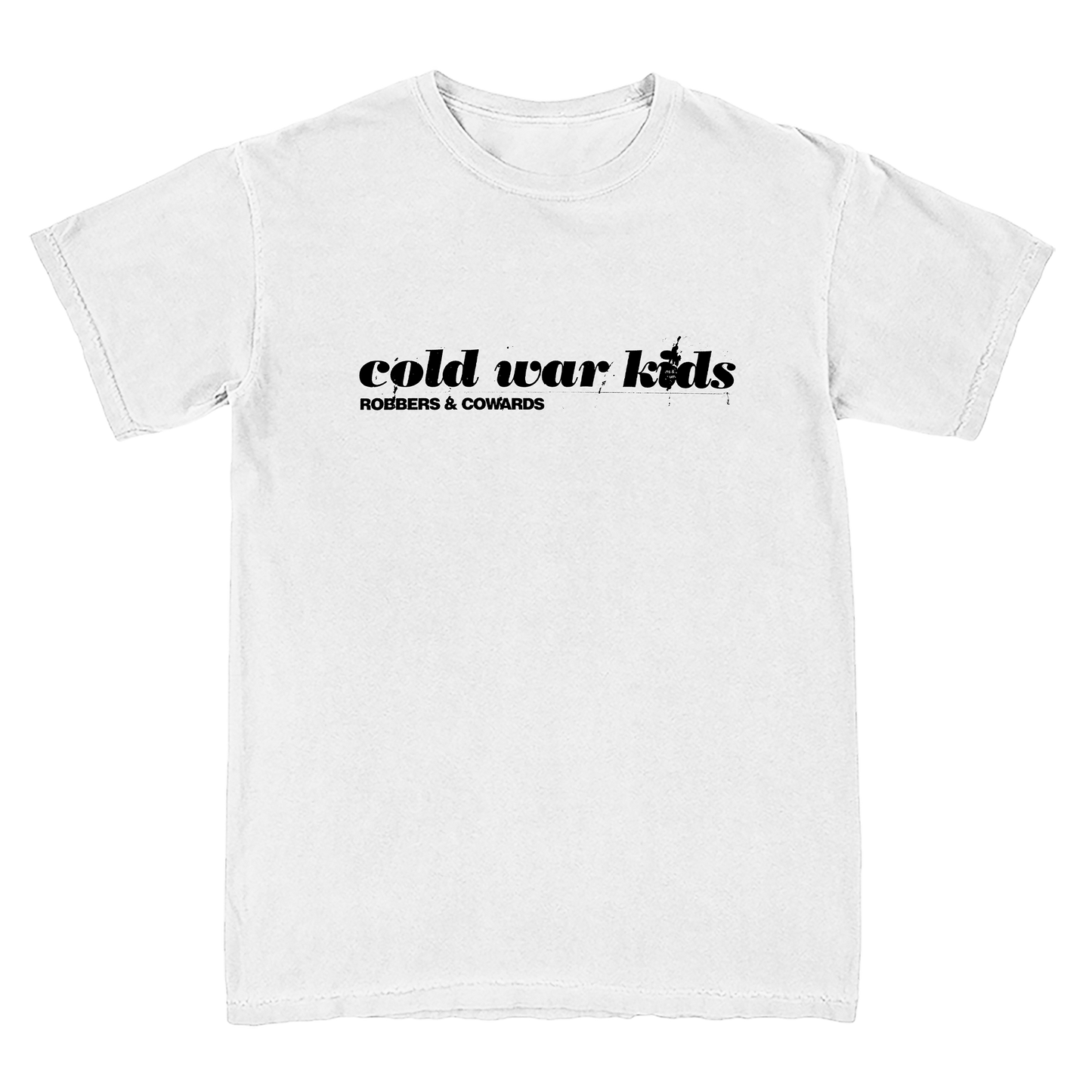 Cold War Kids Robbers & Cowards graphic on the front of a short sleeve tee in White