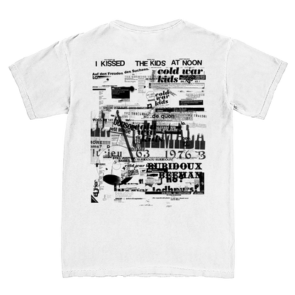Cold War Kids Robbers & Cowards graphic on the back of a short sleeve tee in White