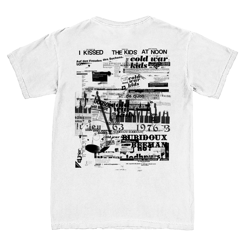 Cold War Kids Robbers & Cowards graphic on the back of a short sleeve tee in White