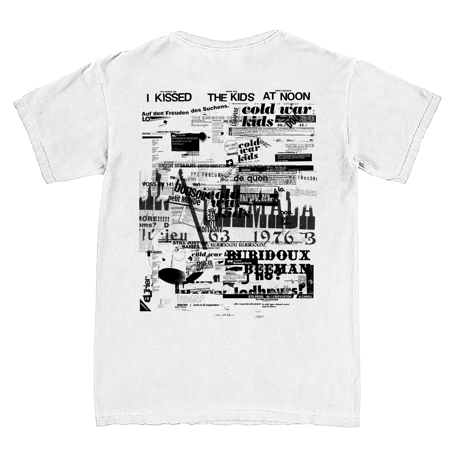 Cold War Kids Robbers & Cowards graphic on the back of a short sleeve tee in White